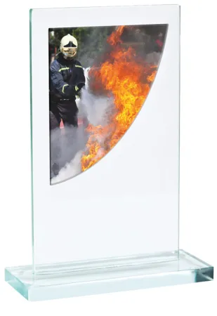 Skleněná trofej CR3061M17 | Hasiči Výška cm: 14