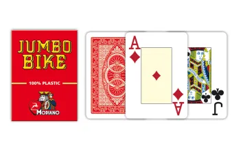 Modiano Poker Bike Trophy - 2 Jumbo Index - Profi plastové karty - červená