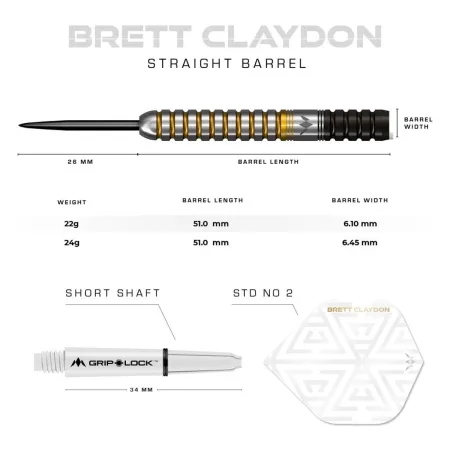 Mission Šipky Steel Brett Claydon - Black & Gold - 22g