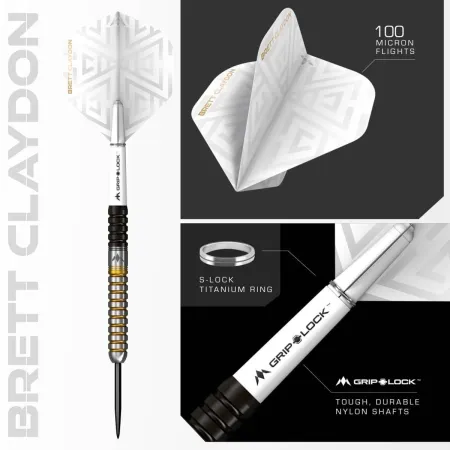 Mission Šipky Steel Brett Claydon - Black & Gold - 22g