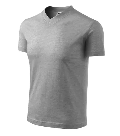 Tričko unisex V-neck 102 - XL - tmavě šedý melír
