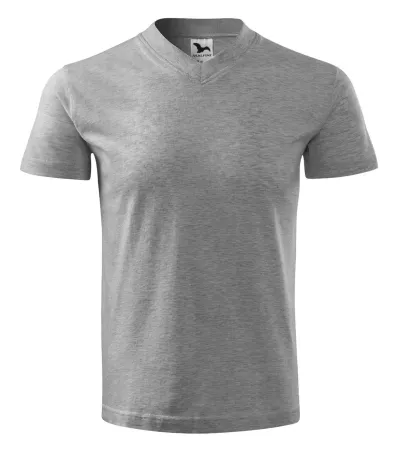 Tričko unisex V-neck 102 - XL - tmavě šedý melír