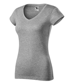 Tričko dámské Fit V-neck 162 - 2XL - tmavě šedý melír