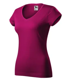 Tričko dámské Fit V-neck 162 - XL - fuchsia red