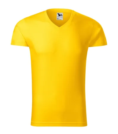 Tričko pánské Slim Fit V-neck 146 - 3XL - žlutá