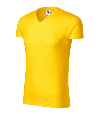 Tričko pánské Slim Fit V-neck 146 - 3XL - žlutá