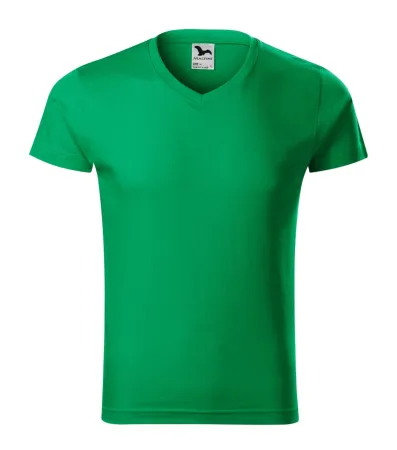 Tričko pánské Slim Fit V-neck 146 - M - středně zelená