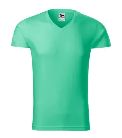 Tričko pánské Slim Fit V-neck 146 - 3XL - mátová
