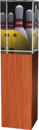 Skleněná trofej - kombinace skla a dřeva CR4021M24 | Bowling CR Výška cm: 18, Šířka cm: 5
