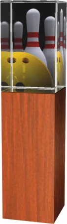 Skleněná trofej - kombinace skla a dřeva CR4021M24 | Bowling CR Výška cm: 18, Šířka cm: 5