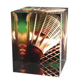 Skleněná trofej CR3065M10 | Badminton Výška cm: 10, Šířka cm: 5, Hloubka cm: 5