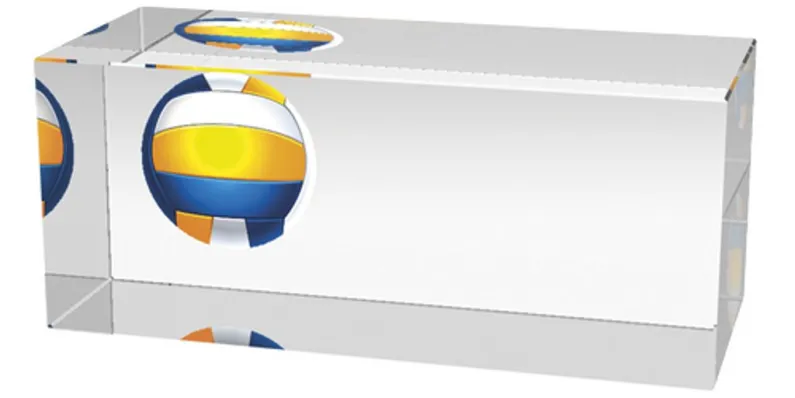 Skleněná trofej CR3066M3 | Volejbal Výška cm: 5, Šířka cm: 12, Hloubka cm: 5