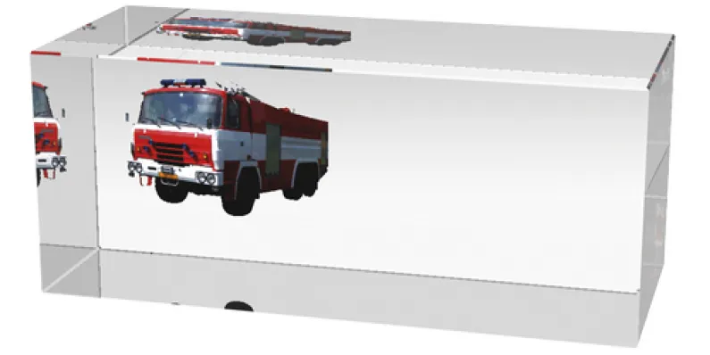 Skleněná trofej CR3066M10 | Hasiči Výška cm: 5, Šířka cm: 12, Hloubka cm: 5