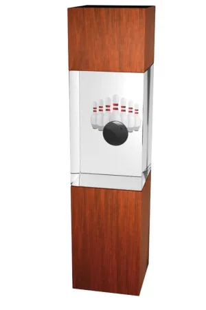 Skleněná trofej - kombinace skla a dřeva CR3067M8 | Bowling Výška cm: 24, Šířka cm: 5, Hloubka cm: 5