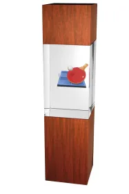 Skleněná trofej - kombinace skla a dřeva CR3067M10 | Stolní tenis Výška cm: 22, Šířka cm: 5, Hloubka cm: 5