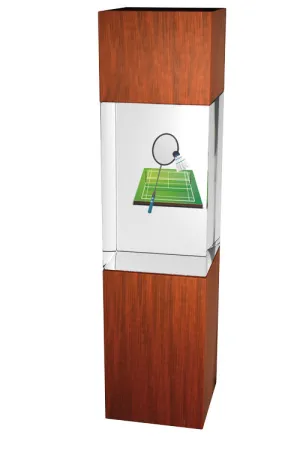 Skleněná trofej - kombinace skla a dřeva CR3067M12 | Badminton Výška cm: 24, Šířka cm: 5, Hloubka cm: 5