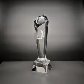 Skleněná trofej Fotbal 3D půlmíč