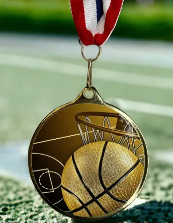 Medaile MDLRMAXM03 | Basketball Barva: stříbro, Stuha: ST12