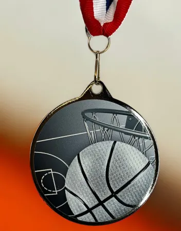 Medaile MDLRMAXM03 | Basketball Barva: stříbro, Stuha: ST12