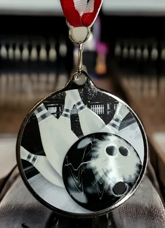 Medaile MDLRMAXM08 | Bowling Barva: stříbro, Stuha: ST11