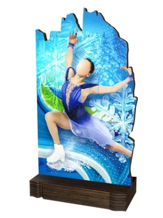 Dřevěná plaketa WPLAW02M06 | Krasobruslení Výška cm: 20,5