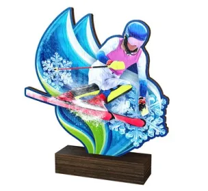 Dřevěná plaketa WF290 | Sjezdové lyžování Výška cm: 13,5