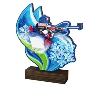 Dřevěná plaketa WF293 | Biatlon Výška cm: 13,5