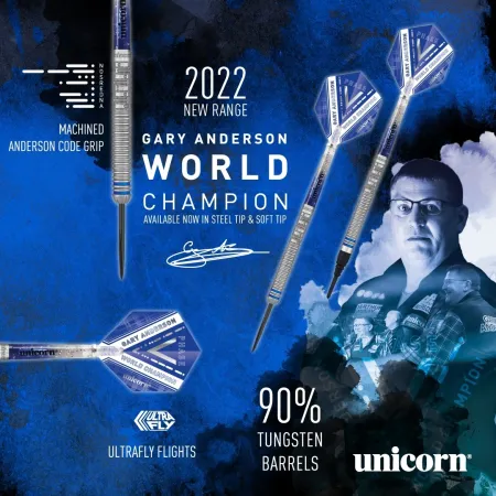 Unicorn Šipky Steel World Champion Natural - Gary Anderson - Phase 5 - 25g