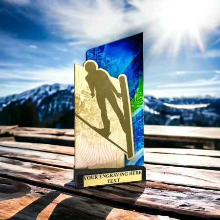 Dřevěná plaketa WPLA409 | Skoky na lyžích Výška cm: 21,5
