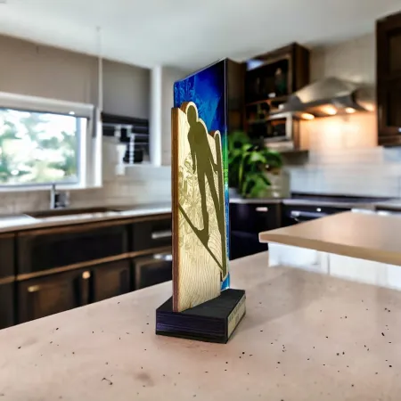 Dřevěná plaketa WPLA409 | Skoky na lyžích Výška cm: 21,5