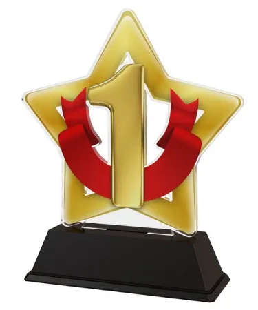 Akrylátová trofej STAR001M89 | Čísla - 1. místo Výška cm: 16