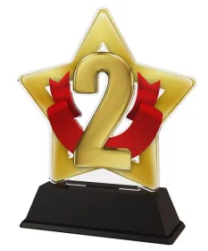 Akrylátová trofej STAR001M90 | Čísla 2. místo Výška cm: 9,5