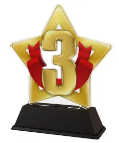 Akrylátová trofej STAR001M91 | Čísla - 3. místo Výška cm: 13