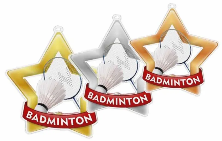 Akrylátová medaile MDASTARM04 | Badminton Stuha: ST12, MD průměr: 6
