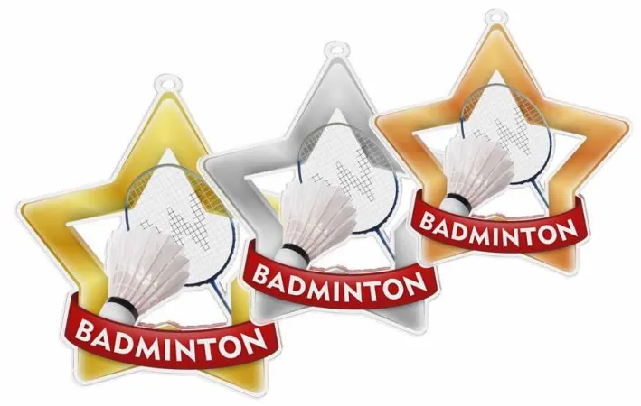 Akrylátová medaile MDASTARM04 | Badminton Stuha: ST12, MD průměr: 6