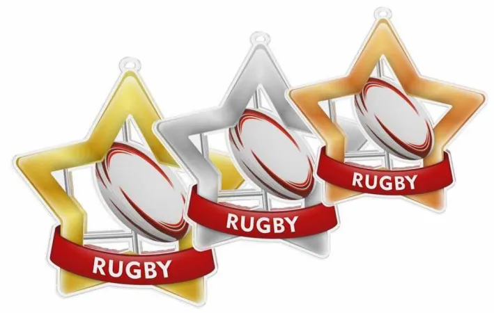 Akrylátová medaile MDASTARM07 | Rugby Stuha: ST12, MD průměr: 7
