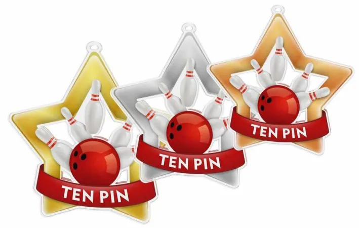 Akrylátová medaile MDASTARM10 | Bowling Stuha: ST5, MD průměr: 6