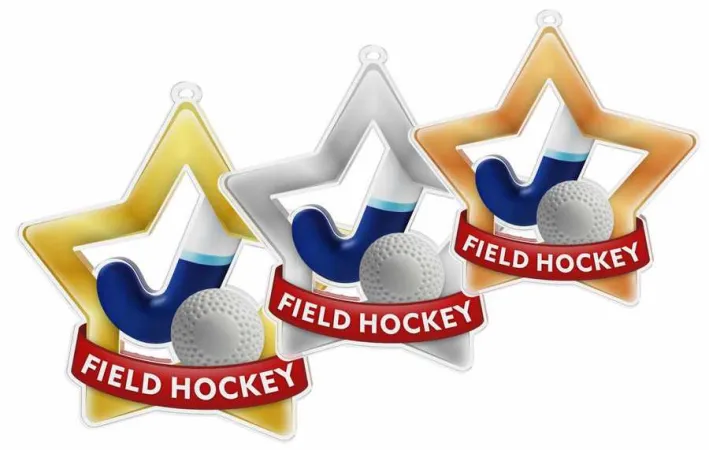 Akrylátová medaile MDASTARM11 | Pozemní hokej Stuha: ST6, MD průměr: 7