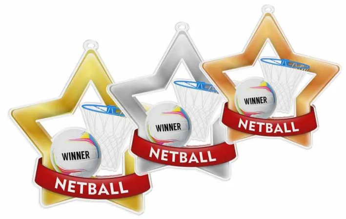 Akrylátová medaile MDASTARM12 | Netball Stuha: ST17, MD průměr: 8