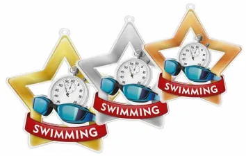 Akrylátová medaile MDASTARM14 | Plavání Stuha: ST12, MD průměr: 7