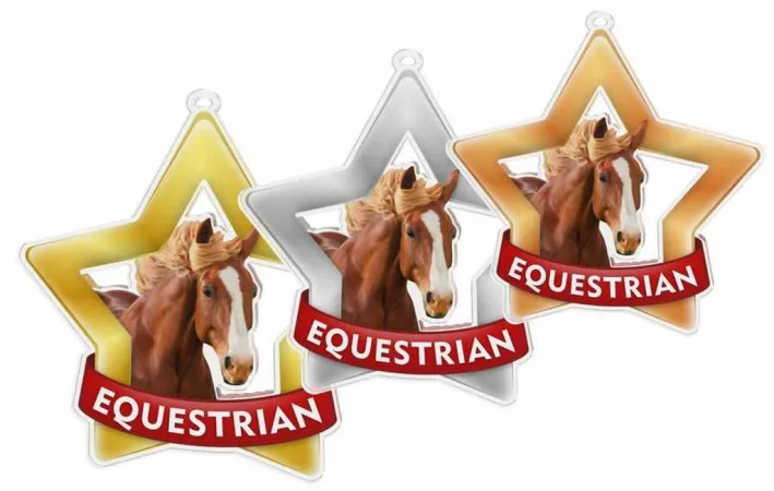 Akrylátová medaile MDASTARM32 | Jezdectví Stuha: ST10, MD průměr: 8