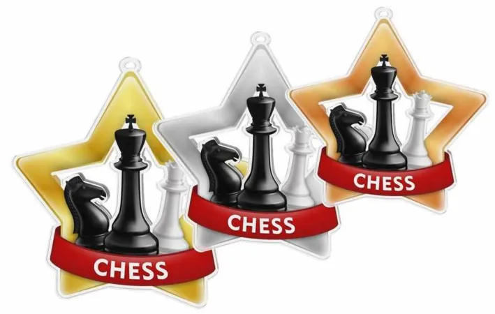 Akrylátová medaile MDASTARM48 | Šachy Stuha: ST15, MD průměr: 6