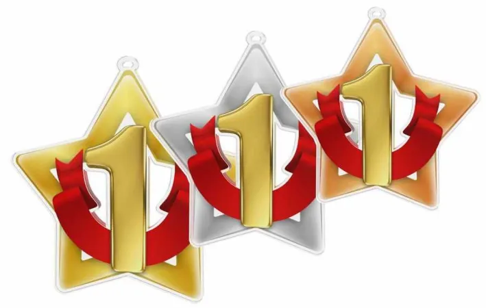 Akrylátová medaile MDASTARM89 | Čísla Stuha: ST15, MD průměr: 7, Barva: zlato