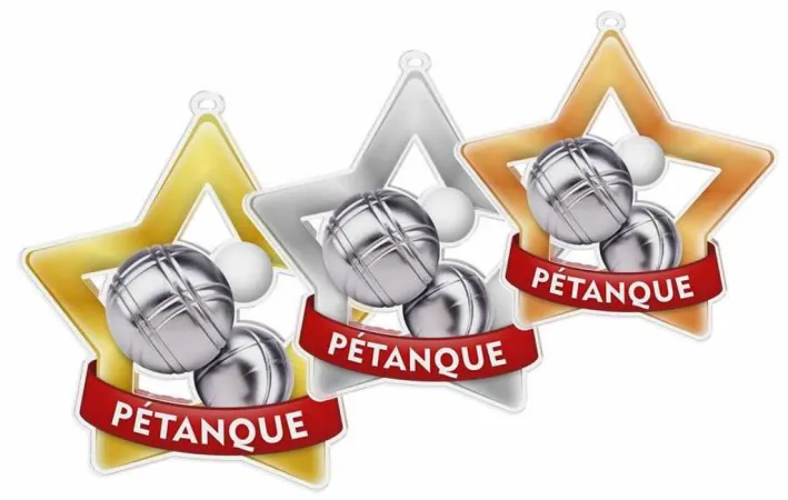Akrylátová medaile MDASTARM93 | Petanque Stuha: ST11, MD průměr: 7
