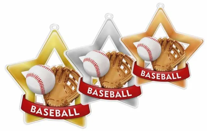 Akrylátová medaile MDASTARM95 | Baseball Stuha: ST14, MD průměr: 8