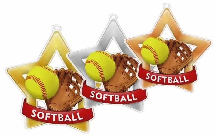 Akrylátová medaile MDASTARM96 | Baseball Stuha: ST10, MD průměr: 6