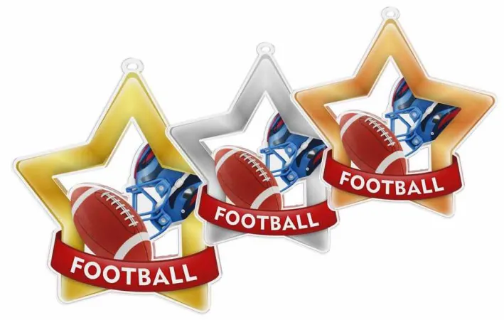 Akrylátová medaile MDASTARM97 | Americký fotbal Stuha: ST11, MD průměr: 7