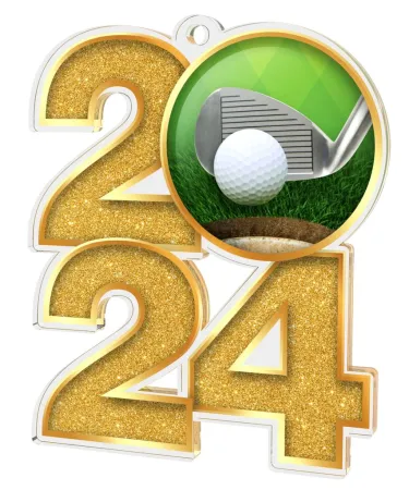 Akrylátová medaile MDA2024M03 | Golf Barva: zlato, Stuha: ST12