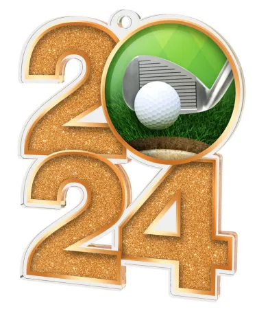 Akrylátová medaile MDA2024M03 | Golf Barva: zlato, Stuha: ST12