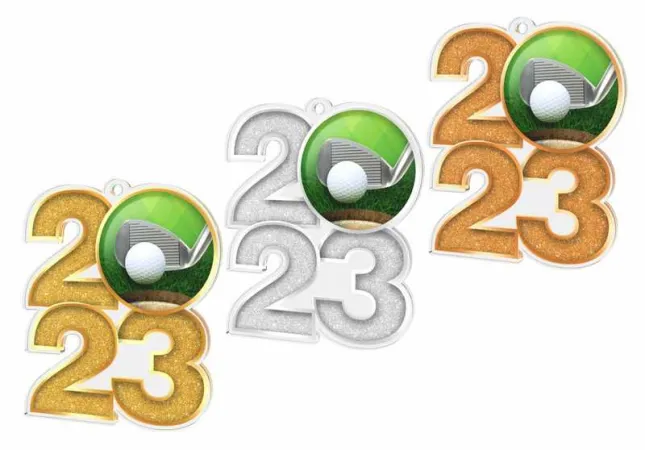 Akrylátová medaile MDA2024M03 | Golf Barva: zlato, Stuha: ST12